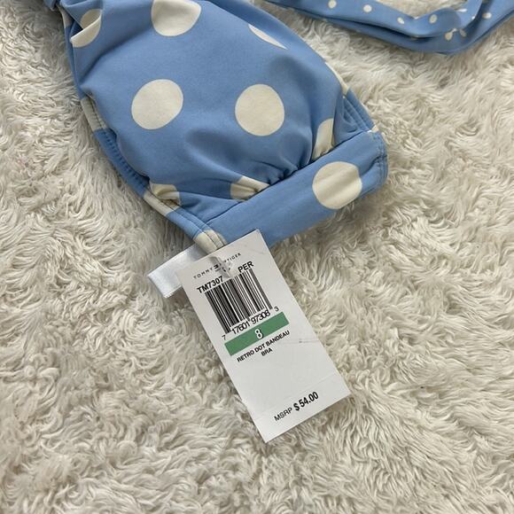 Tommy Hilfiger retro polka dot bandeau bra bikini top, size 8 NWT - Picture 2 of 4